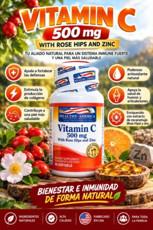VITAMINA C 500MG +ROSE HIPS + ZINC AMERICANO