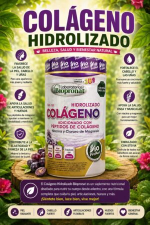 Colágeno hidrolizado adicionado con péptidos de colágeno 700g de laboratorio biopronat.